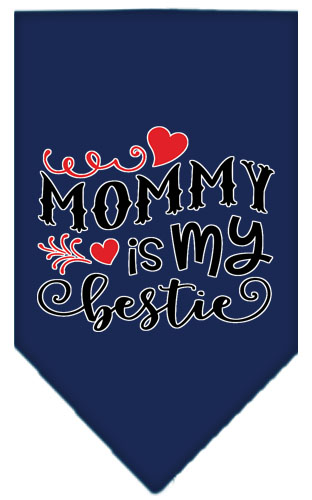 Mommy is my Bestie Screen Print Pet Bandana Navy Blue Small